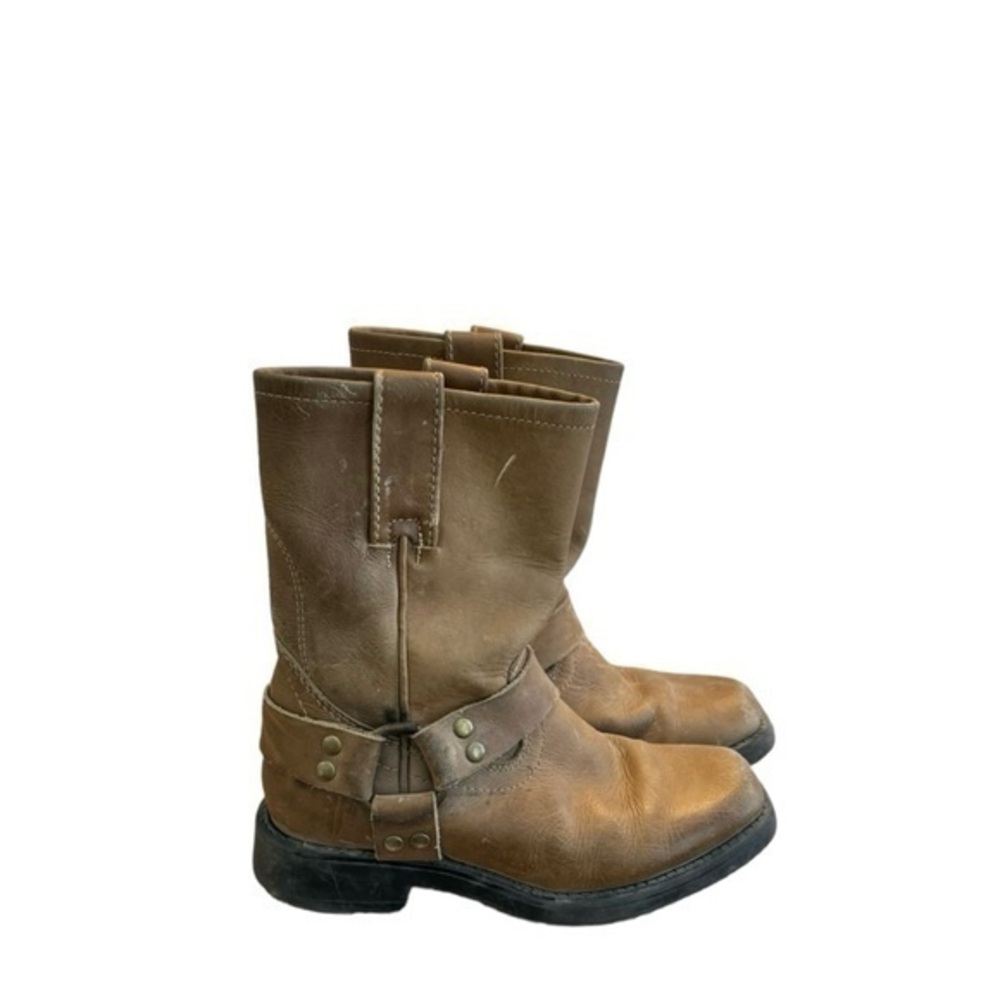 Frye Kids Unisex Brown Distressed Leather Harness Pull On Boots 12.5‎